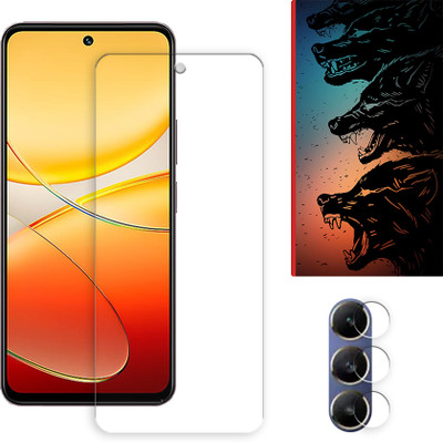 ARBAN Edge To Edge Tempered Glass for vivo T3 5G Tempered Screen Protector | Anti-Scratch | Edge to Edge Full Coverage | 9H Hardness ( 1 FRONT SCREEN GUARD + 1 CAMERA LENS PROTECTOR + 1 FREE BACK EMBOSSED SKIN061 )(Pack of 1)