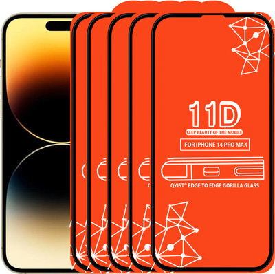 Qyist Edge To Edge Tempered Glass for Iphone 14 Pro Max(Pack of 5)