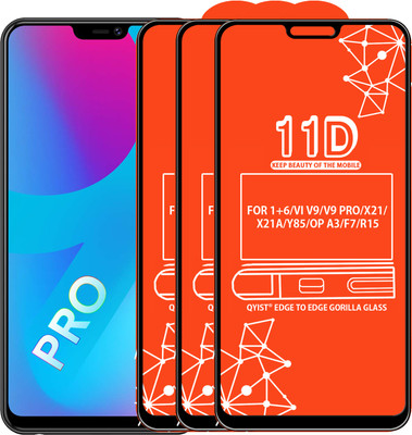 Qyist Edge To Edge Tempered Glass for OnePlus 6, Vivo V9, VIVO V9 PRO, X21, X21A, VIVO Y85, OPPO A3, OPPO F7, OPPO R15(Pack of 3)