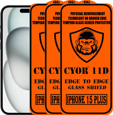 CYOR Edge To Edge Tempered Glass for IPHONE 15 PLUS(Pack of 3)