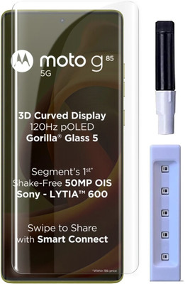 OneTech Edge To Edge Tempered Glass for Motorola G85 5G 9H Hardness, UV Screen Protector(Pack of 1)