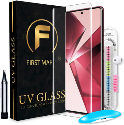 FIRST MART Edge To Edge Tempered Glass for Vivo V29E 5G, Vivo V29E, V29E, UV Light Tempered Glass with Cable Protector(Pack of 1)