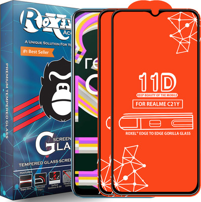 Roxel Edge To Edge Tempered Glass for Realme C21Y(Pack of 2)