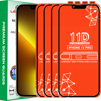 Laxdom Edge To Edge Tempered Glass for APPLE IPHONE 13 PRO(Pack of 4)
