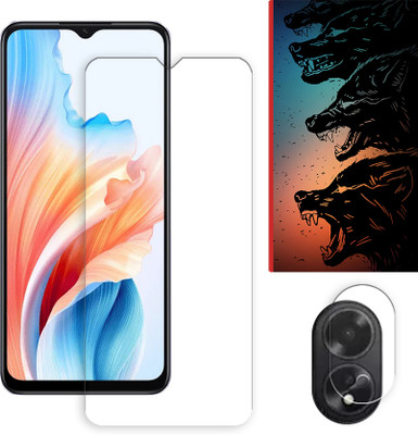 ARBAN Edge To Edge Tempered Glass for Oppo A18 4G Tempered Screen Protector | Anti-Scratch | Edge to Edge Full Coverage | 9H Hardness ( 1 FRONT SCREEN GUARD + 1 CAMERA LENS PROTECTOR + 1 FREE BACK EMBOSSED SKIN061 )(Pack of 1)