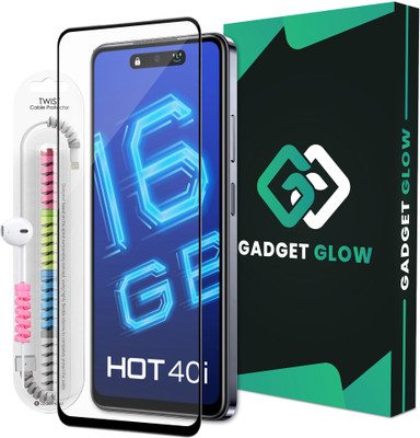 Gadget Glow Edge To Edge Tempered Glass for Infinix Hot 40i 5G, Infinix Hot 40i, OG Tempered Glass with Cable Protector(Pack of 1)