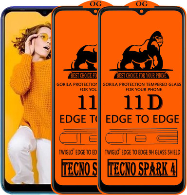 TWIGLO Edge To Edge Tempered Glass for TECNO SPARK 4(Pack of 2)