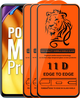 Forego Edge To Edge Tempered Glass for Poco M3 Pro(Pack of 3)