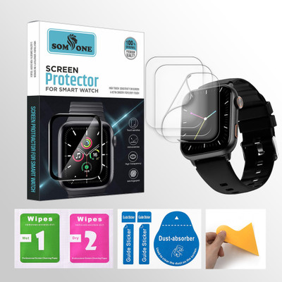 SOMTONE Edge To Edge Tempered Glass for alt Drip Max 2 inch Smartwatch 3 PROTECTOR + 3 WIPES + 3 DUST REMOVAL STICKER + 1 WIPER(Pack of 3)