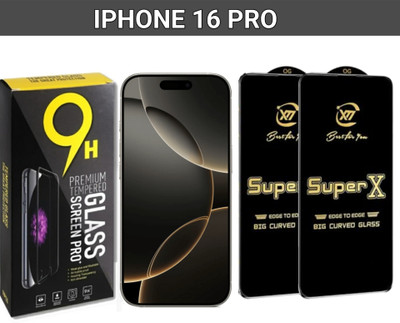 SuperX Edge To Edge Tempered Glass for iphone 16 Pro(Pack of 2)