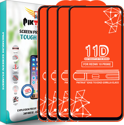 PikTrue Edge To Edge Tempered Glass for Redmi 10 Prime(Pack of 4)