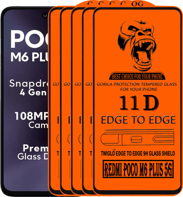 TWIGLO Edge To Edge Tempered Glass for REDMI POCO M6 PLUS 5G(Pack of 5)