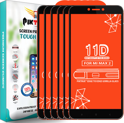 PikTrue Edge To Edge Tempered Glass for Mi Max 2(Pack of 6)