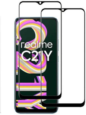 HIE POWER Edge To Edge Tempered Glass for Realme C21Y- | Full Glue Curved Tempered Glass | Bubble Free Installation |(Pack of 2)