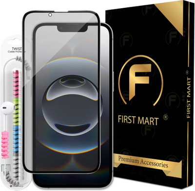FIRST MART Edge To Edge Tempered Glass for iPhone 16e, Apple iPhone 16e, Matte OG Tempered Glass with Cable Protector(Pack of 1)