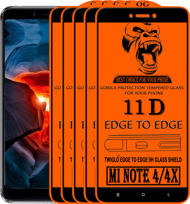 TWIGLO Edge To Edge Tempered Glass for Mi Redmi Note 4X(Pack of 5)