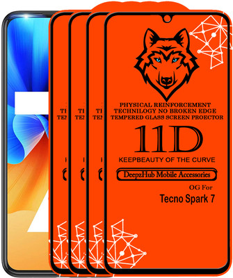 DeepzHub Edge To Edge Tempered Glass for Tecno spark 7(Pack of 4)