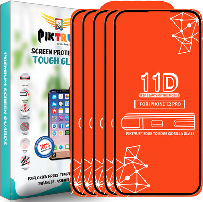 PikTrue Edge To Edge Tempered Glass for Iphone 12 Pro(Pack of 5)