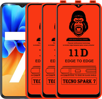 Laxdom Edge To Edge Tempered Glass for TECNO SPARK 7(Pack of 3)