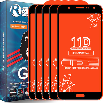 Roxel Edge To Edge Tempered Glass for Samsung Galaxy J7(Pack of 5)