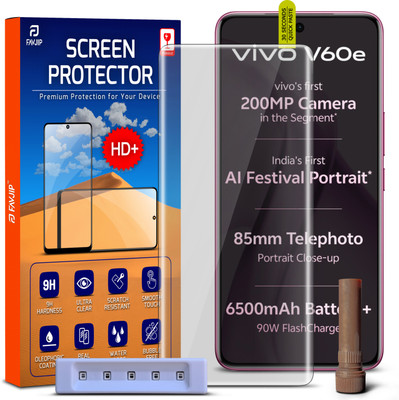 FAVJIP Edge To Edge Tempered Glass for Vivo V60e, Vivo V60e 5G, UV Liquide Glue Screen Guard Protector with Easy Installation Kit(Pack of 1)