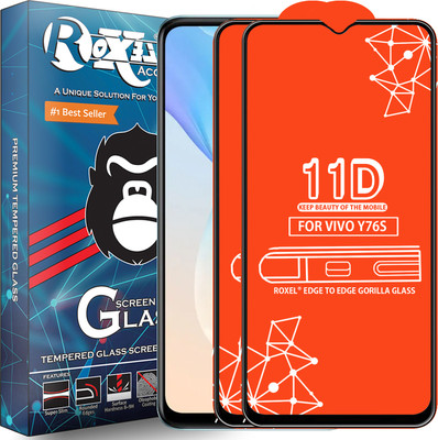 Roxel Edge To Edge Tempered Glass for Vivo Y76S(Pack of 2)