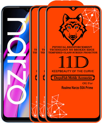 DeepzHub Edge To Edge Tempered Glass for Realme Narzo 50A Prime(Pack of 3)