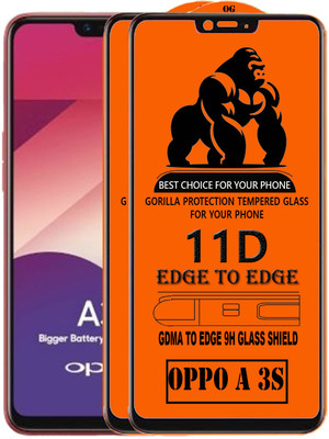 GDMA Edge To Edge Tempered Glass for Oppo A3s(Pack of 2)