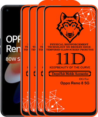 CRodible Edge To Edge Tempered Glass for OPPO Reno8 5G(Pack of 4)