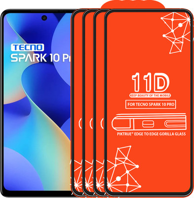 PikTrue Edge To Edge Tempered Glass for TECNO SPARK 10 PRO(Pack of 4)