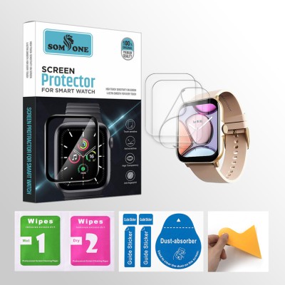 SOMTONE Edge To Edge Tempered Glass for boAt Wave Ultima Max 1.9 inch Smartwatch 3 PROTECTOR + 3 WIPES + 3 DUST REMOVAL STICKER + 1 WIPER(Pack of 3)