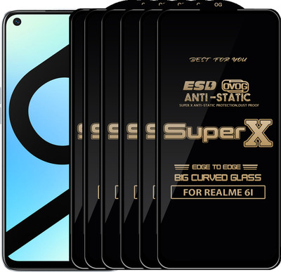 Qyist Edge To Edge Tempered Glass for REALME 6I(Pack of 6)