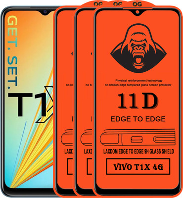 Laxdom Edge To Edge Tempered Glass for VIVO T1X 4G(Pack of 3)