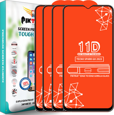 PikTrue Edge To Edge Tempered Glass for Tecno Spark Go 2022(Pack of 4)