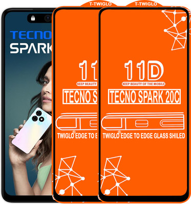 TWIGLO Edge To Edge Tempered Glass for TECNO SPARK 20C(Pack of 2)