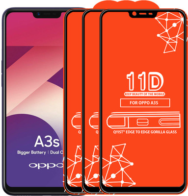 Qyist Edge To Edge Tempered Glass for Oppo A3s(Pack of 3)