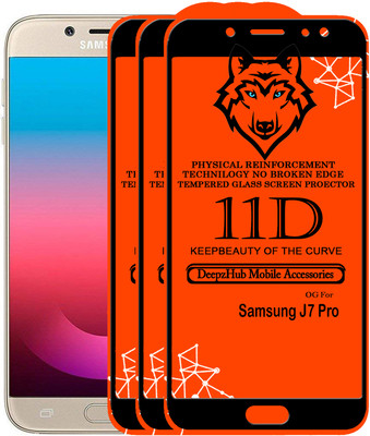 DeepzHub Edge To Edge Tempered Glass for Samsung Galaxy J7 Pro(Pack of 3)