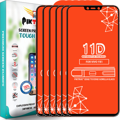 PikTrue Edge To Edge Tempered Glass for Vivo Y81(Pack of 6)