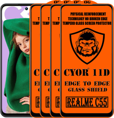 CYOR Edge To Edge Tempered Glass for REALME C55(Pack of 4)