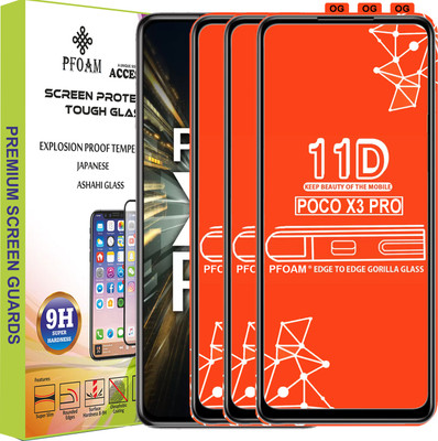 PFOAM Edge To Edge Tempered Glass for POCO X3 PRO(Pack of 3)