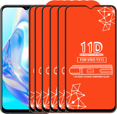 Qyist Edge To Edge Tempered Glass for Vivo Y31S(Pack of 6)