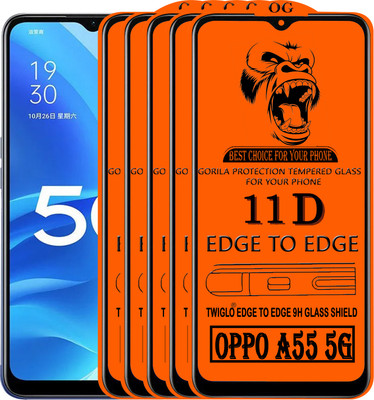 TWIGLO Edge To Edge Tempered Glass for OPPO A55 5G(Pack of 5)