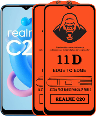 Laxdom Edge To Edge Tempered Glass for REALME C20(Pack of 2)