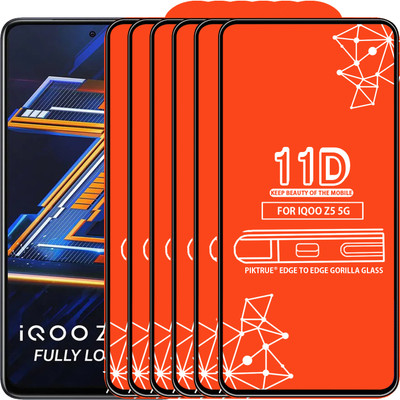 PikTrue Edge To Edge Tempered Glass for IQOO Z5(Pack of 6)
