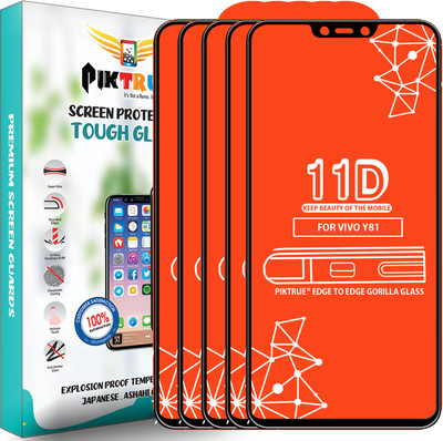 PikTrue Edge To Edge Tempered Glass for Vivo Y81(Pack of 5)