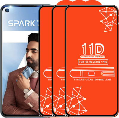Qyist Edge To Edge Tempered Glass for Tecno Spark 7 Pro(Pack of 3)