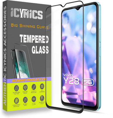 ICYNICS Edge To Edge Tempered Glass for Vivo Y28 5G, Anti-Fingerprint, Waterproof, Oil-resistant, Bubble-Free, Anti-Static, Scratch Resistant Full Coverage with Wooden box to ensure safety(Pack of 1)