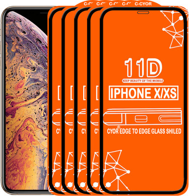 CYOR Edge To Edge Tempered Glass for Apple iPhone XS(Pack of 5)