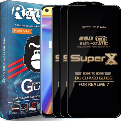 Roxel Edge To Edge Tempered Glass for REALME 7(Pack of 3)