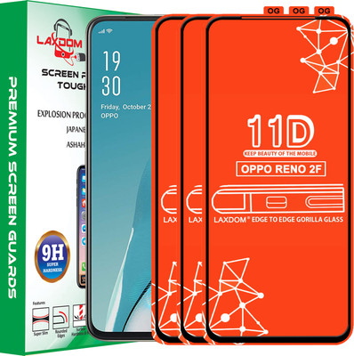 Laxdom Edge To Edge Tempered Glass for Oppo Reno2 F(Pack of 3)